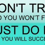 don’t try,  and you won’t fail.   Just do it,  and you will succeed.