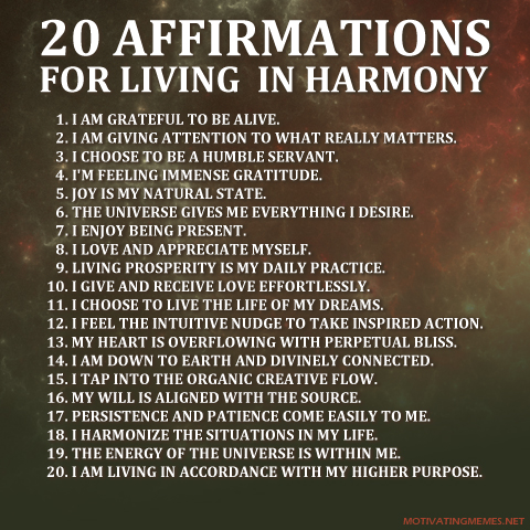 20 Affirmations for Living in Harmony